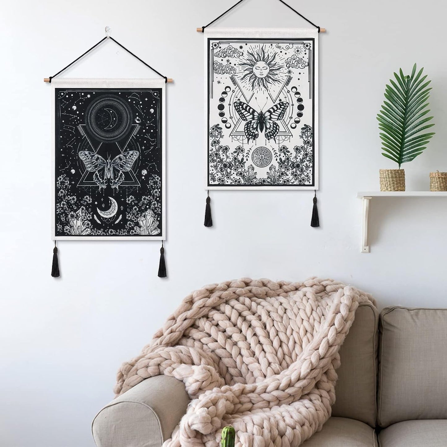 Tapisserie betylfoy pièces petites tapisseries paillettes soleil lune Maison - Accessoires et Décorations Naty Shop