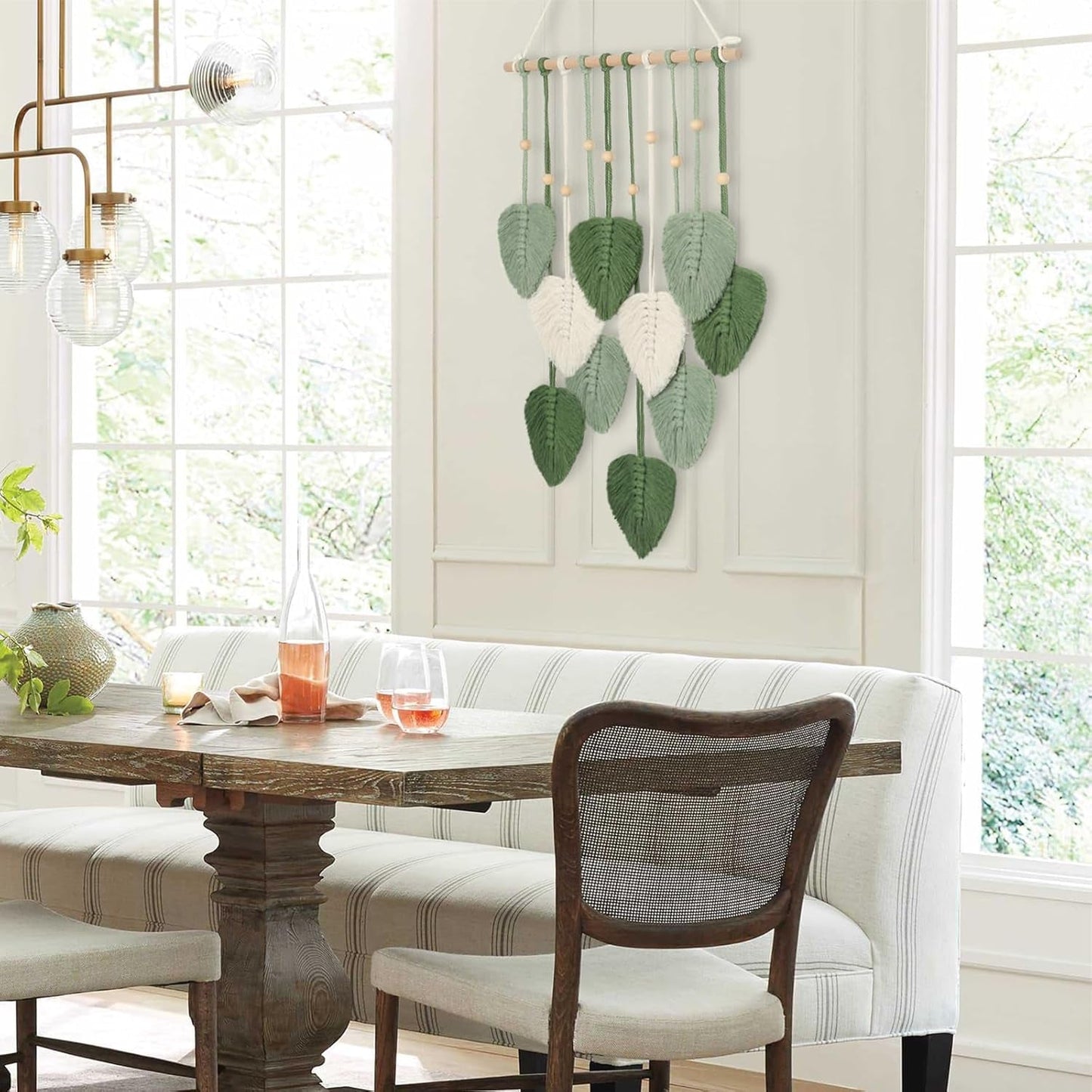 Tapisserie betylfoy perles bois feuilles vertes Maison - Accessoires et Décorations Naty Shop
