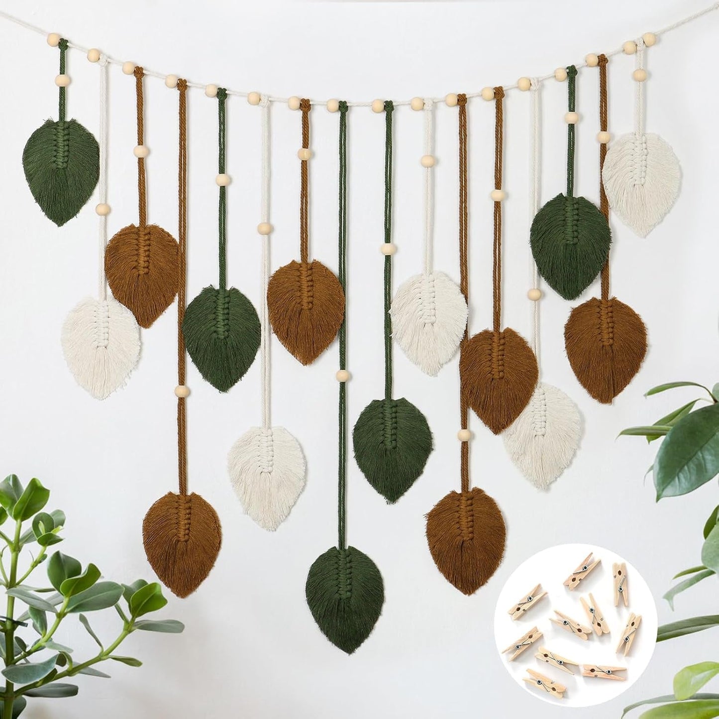 Tapisserie betylfoy tenture murale grande feuille déco Maison - Accessoires et Décorations Naty Shop Kaki