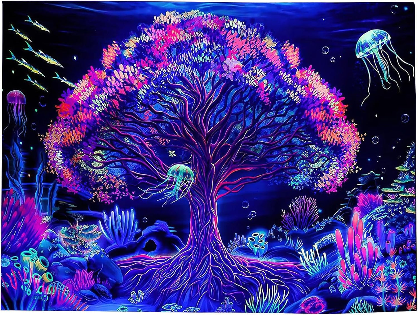 Tapisserie arbre de vie mandala fluorescent Accueil - Accessoires et Décorations Naty Shop Default Title