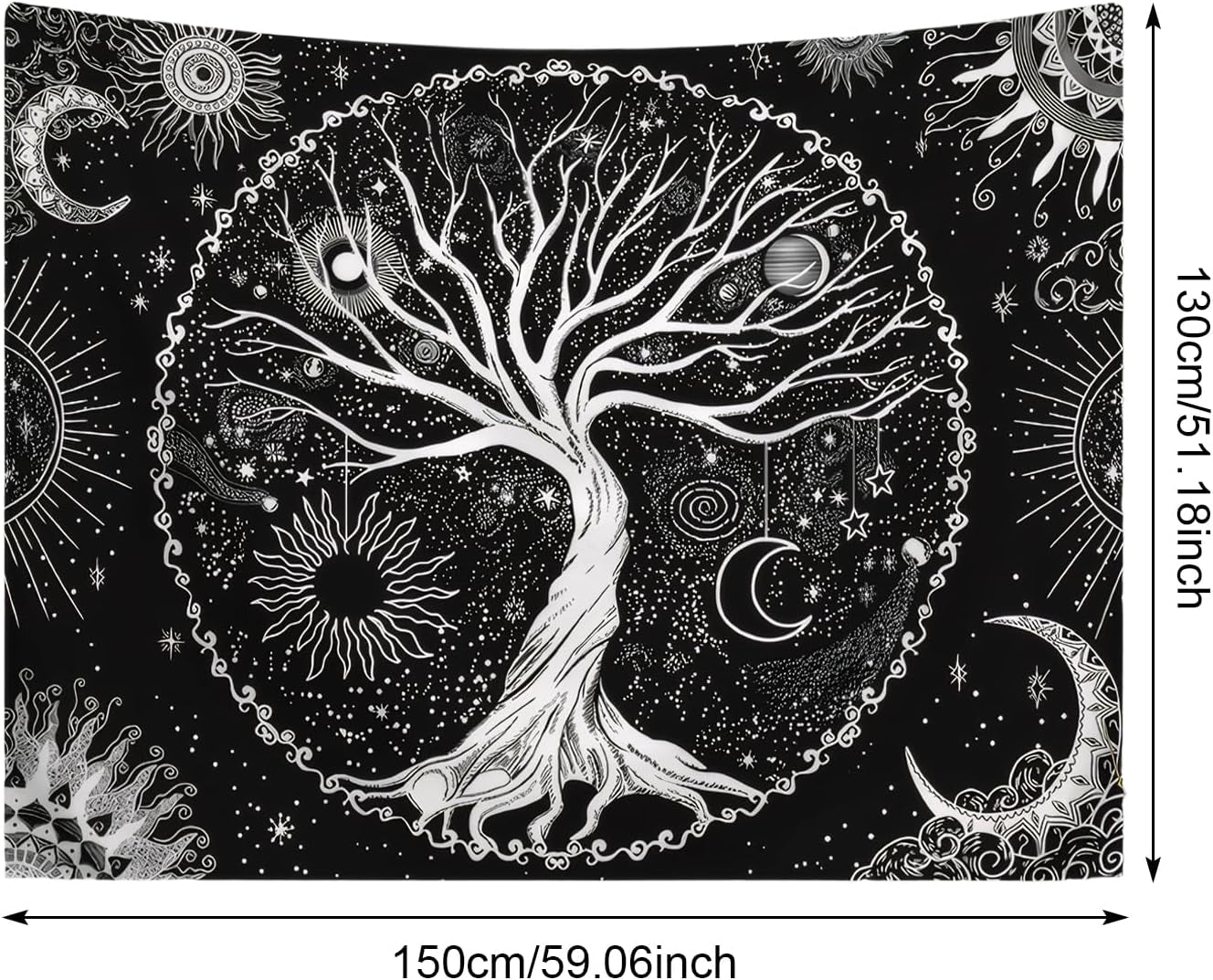 Tapisserie arbre de vie soleil lune Casa - Accessoires et Décorations Naty Shop