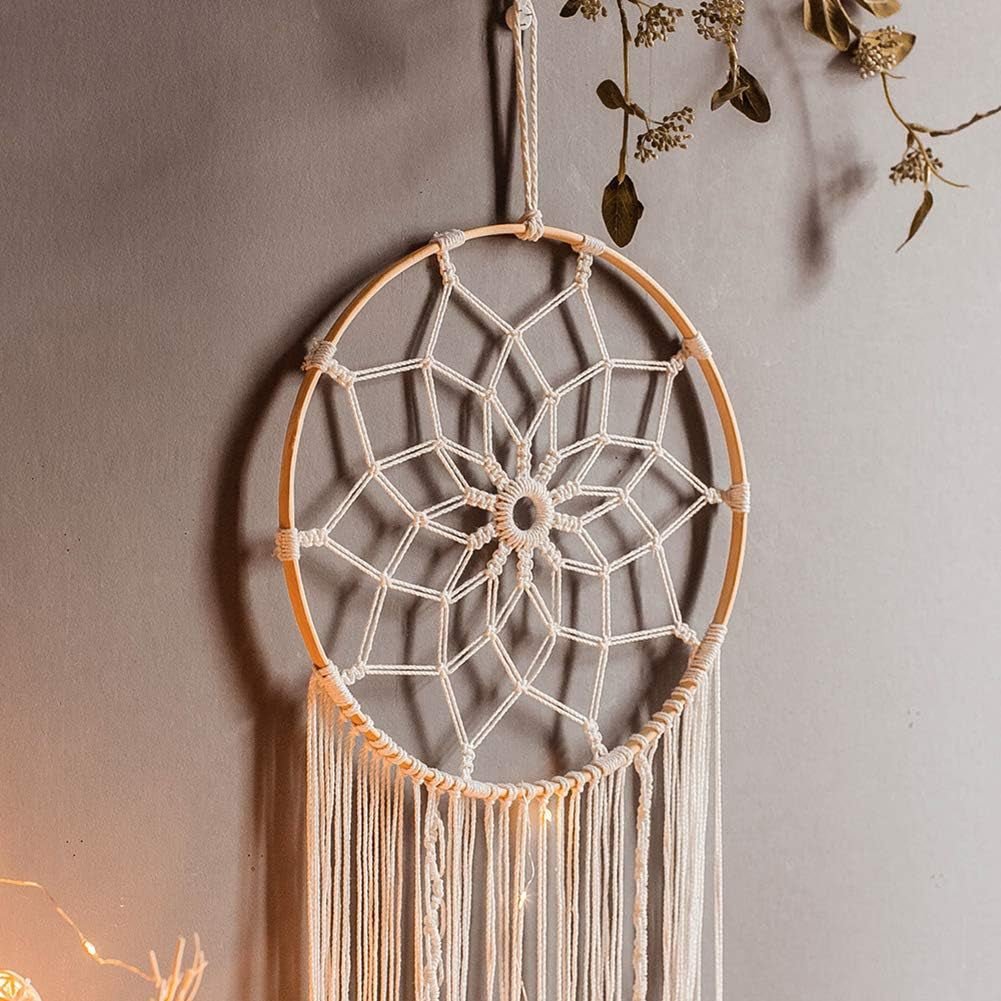 Tapisserie déco attrape-rêves tissé blanc décoration murale Maison - Accessoires et Décorations Naty Shop