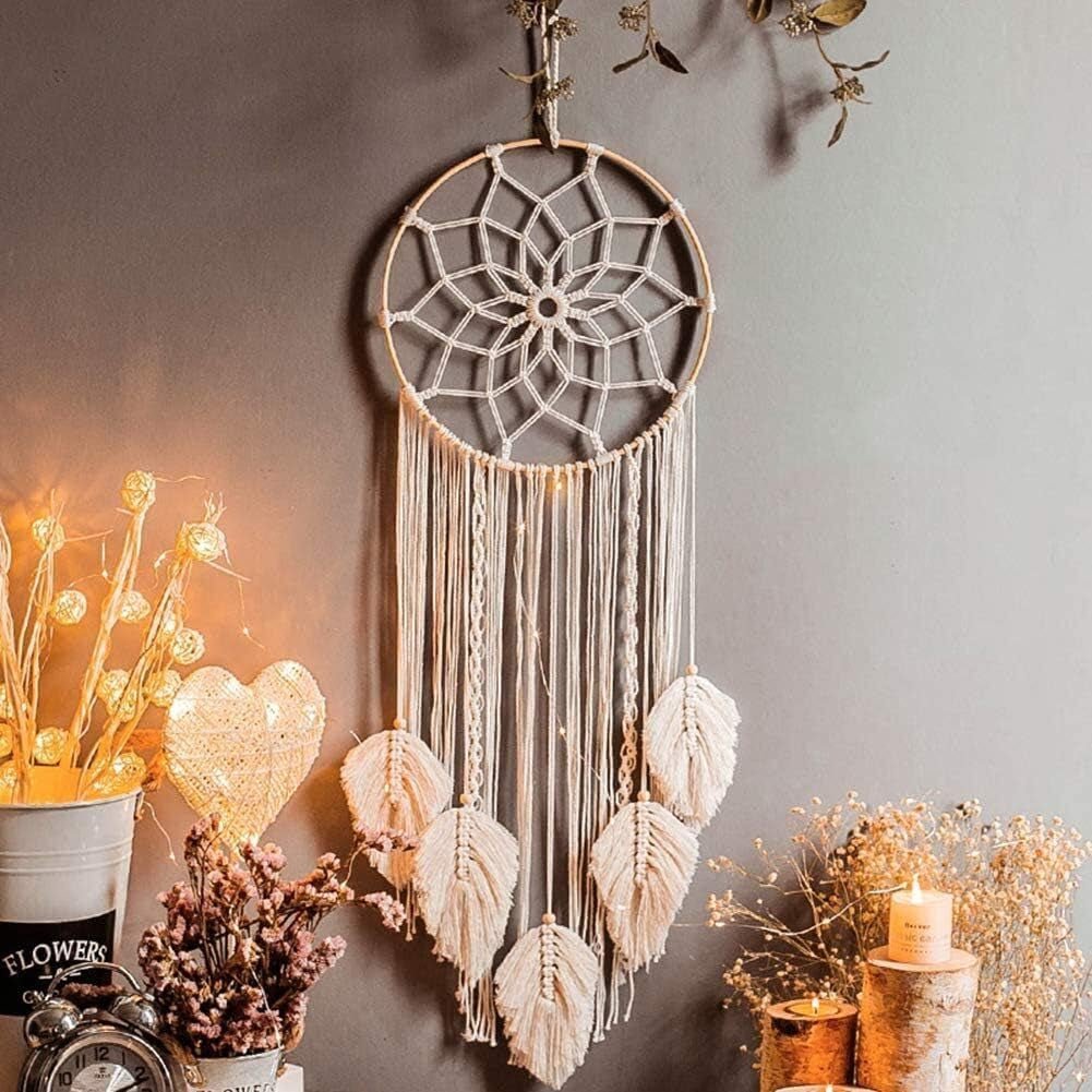 Déco tapisserie attrape-rêves tissé blanc décoration murale Maison - Accessoires et Décoration Naty Shop Attrape-rêves Mandala