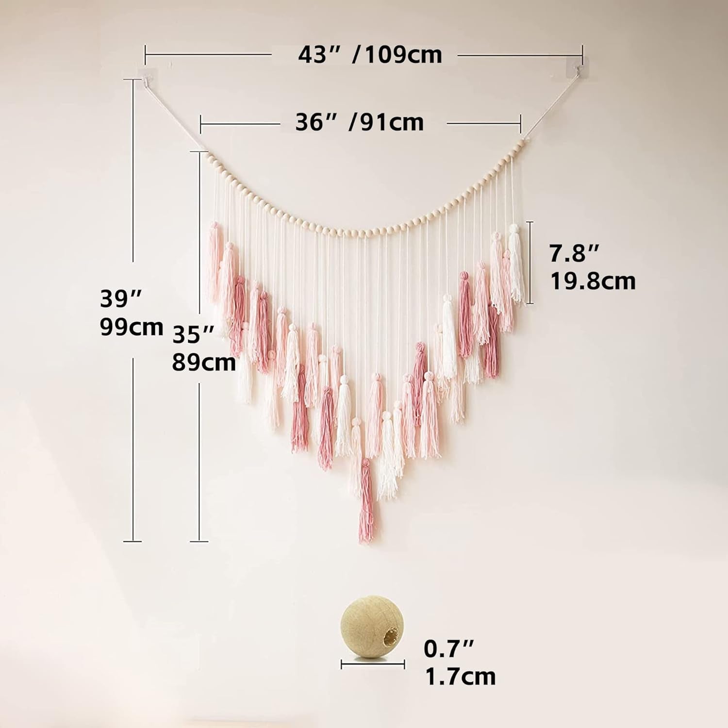 Tapisserie déco suspendue tissée pastorale en perles de bois Maison - Accessoires et Décorations Naty Shop