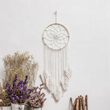 Grande tapisserie attrape-rêves blanc pompon fait main Casa - Accessoires et Décoration Naty Shop
