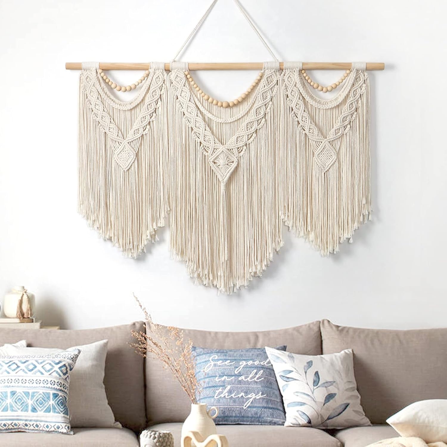 Tapisserie dremisland grande déco tissée beige Casa - Accessoires et Décorations Naty Shop