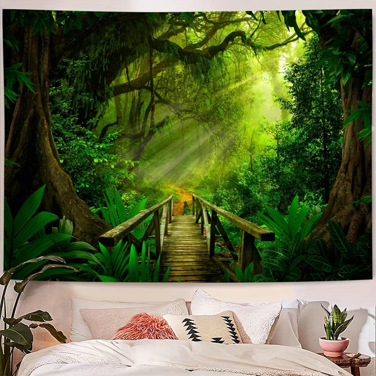 Tapisserie vert forêt à suspendre en extérieur Maison - Accessoires et Décorations Naty Shop