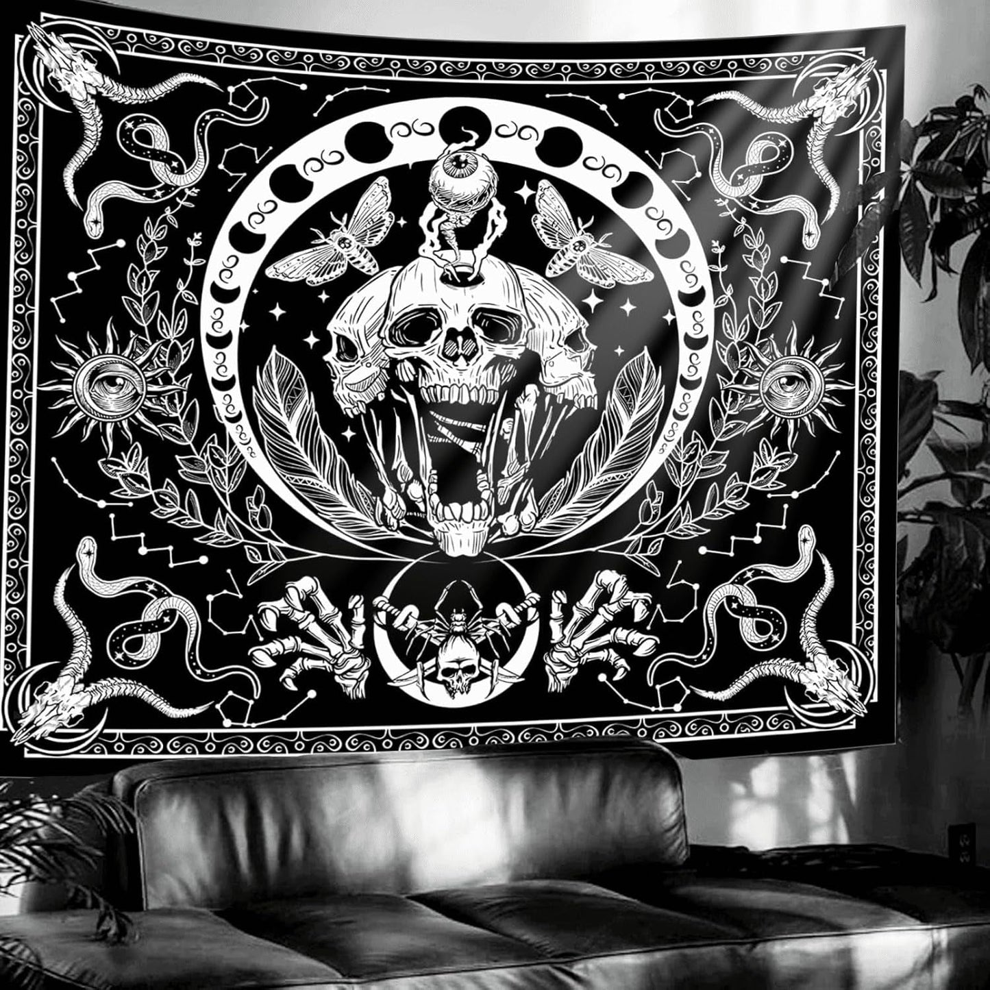 Tapisserie gothique halloween bannière noir blanc Accueil - Accessoires et Décorations Naty Shop Default Title