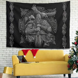 Tapisserie grise viking odin hache épée corbeau croix Accueil - Accessoires et Décorations Naty Shop Default Title