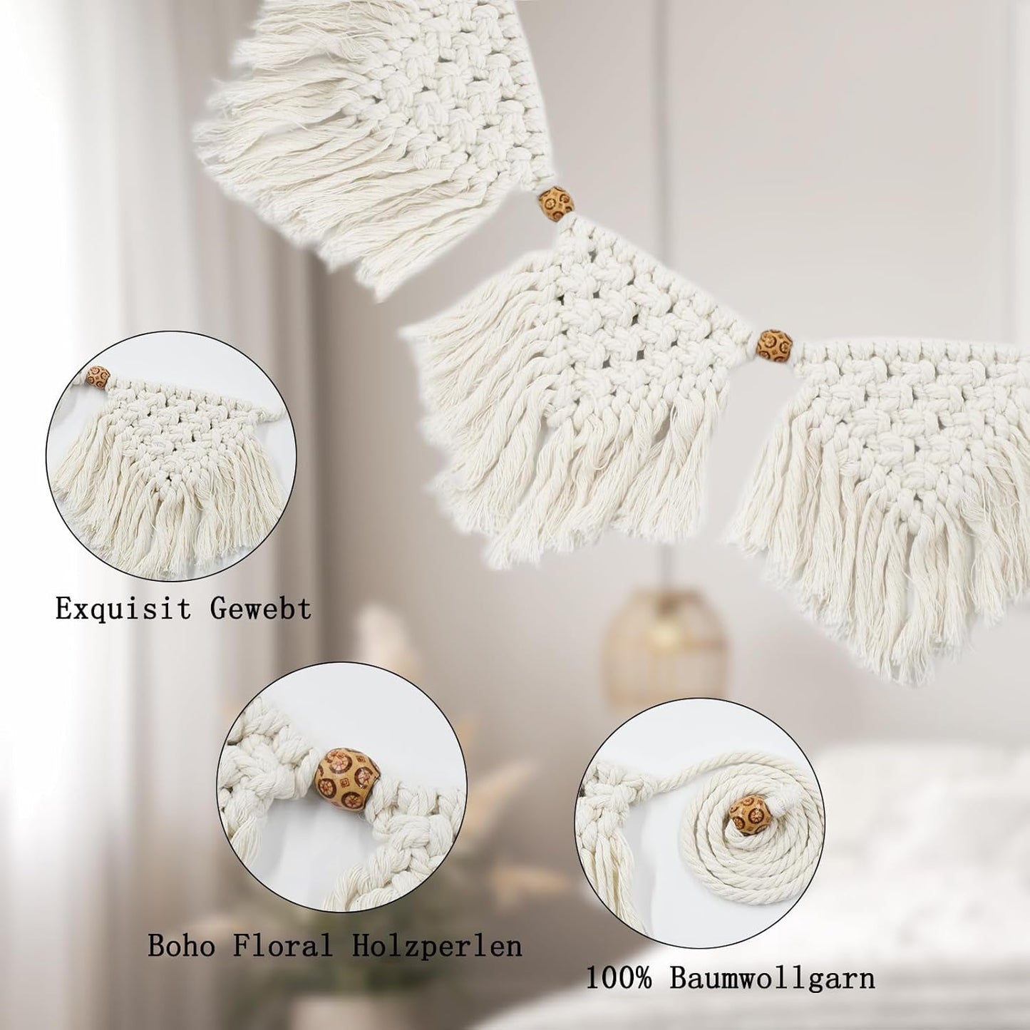 Tapisserie ihonyi déco chic guirlande frangée led Maison - Accessoires et Décorations Naty Shop