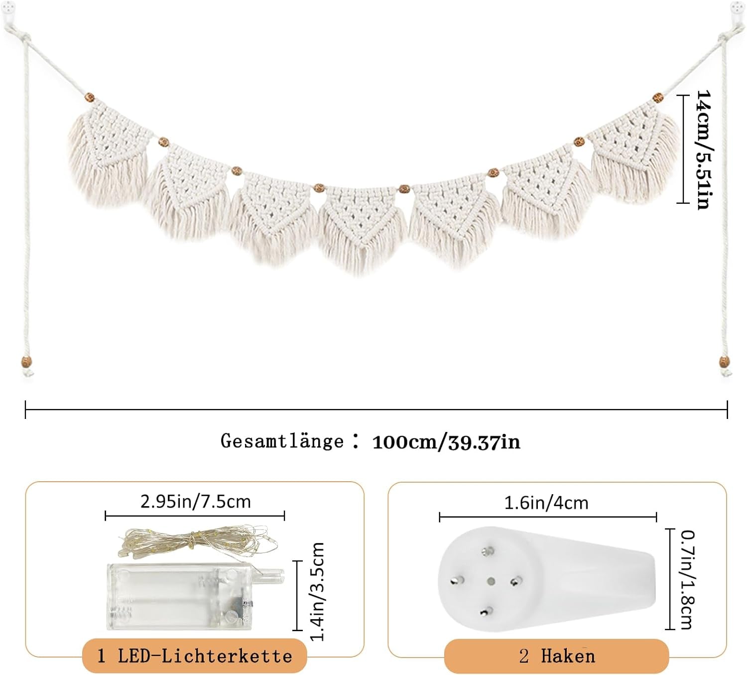 Tapisserie ihonyi déco chic guirlande frangée led Maison - Accessoires et Décorations Naty Shop