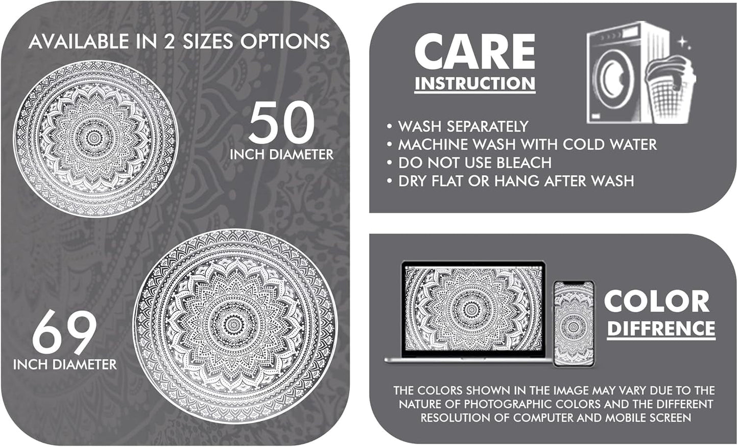 Tapisserie Inde serviette de plage ronde mandala hippiegrand indien Maison - Accessoires et Décorations Naty Shop