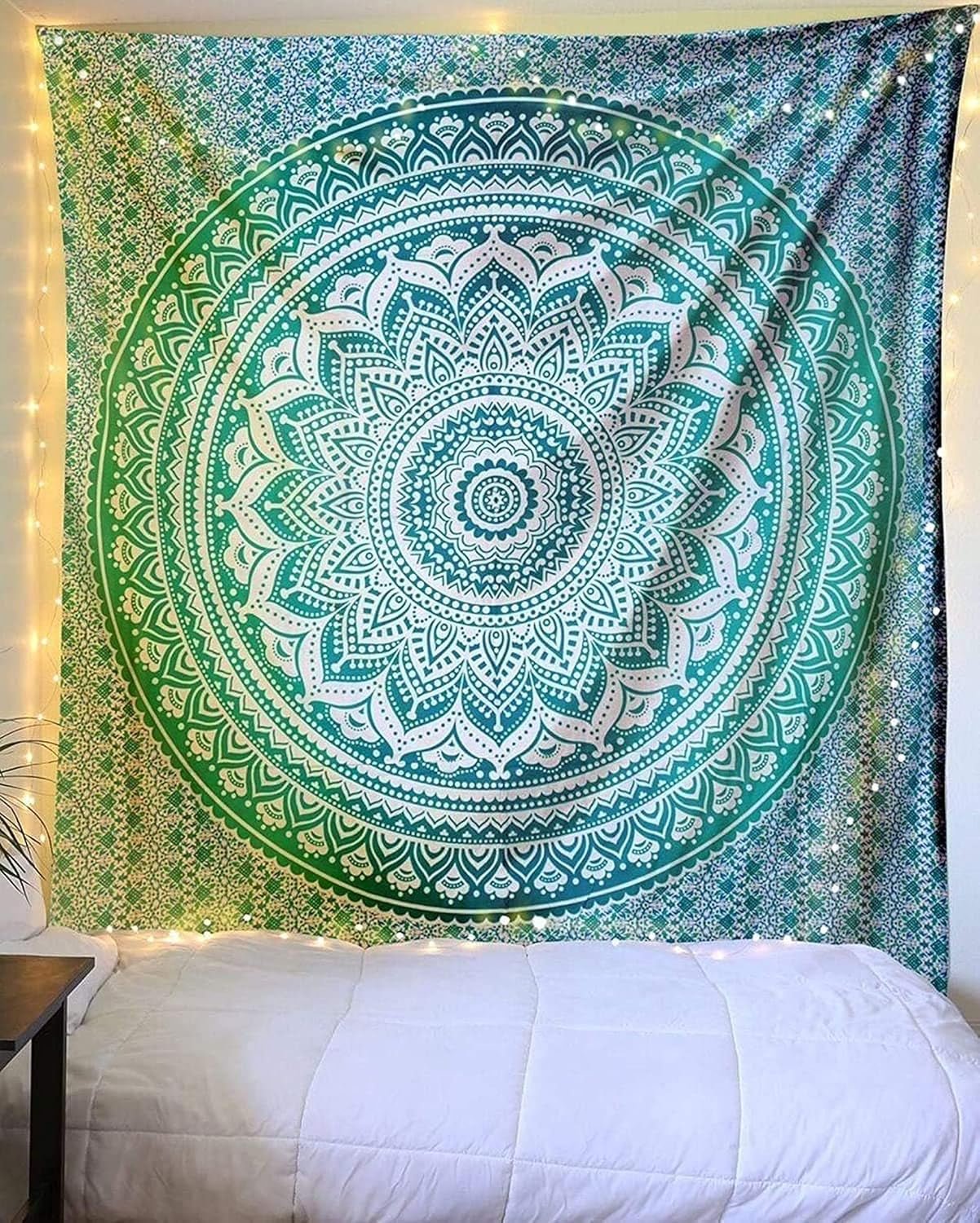 Tapisserie indienne mandala vert décoration esthétique Décoration d'intérieur - Accessoires et Décorations Naty Shop
