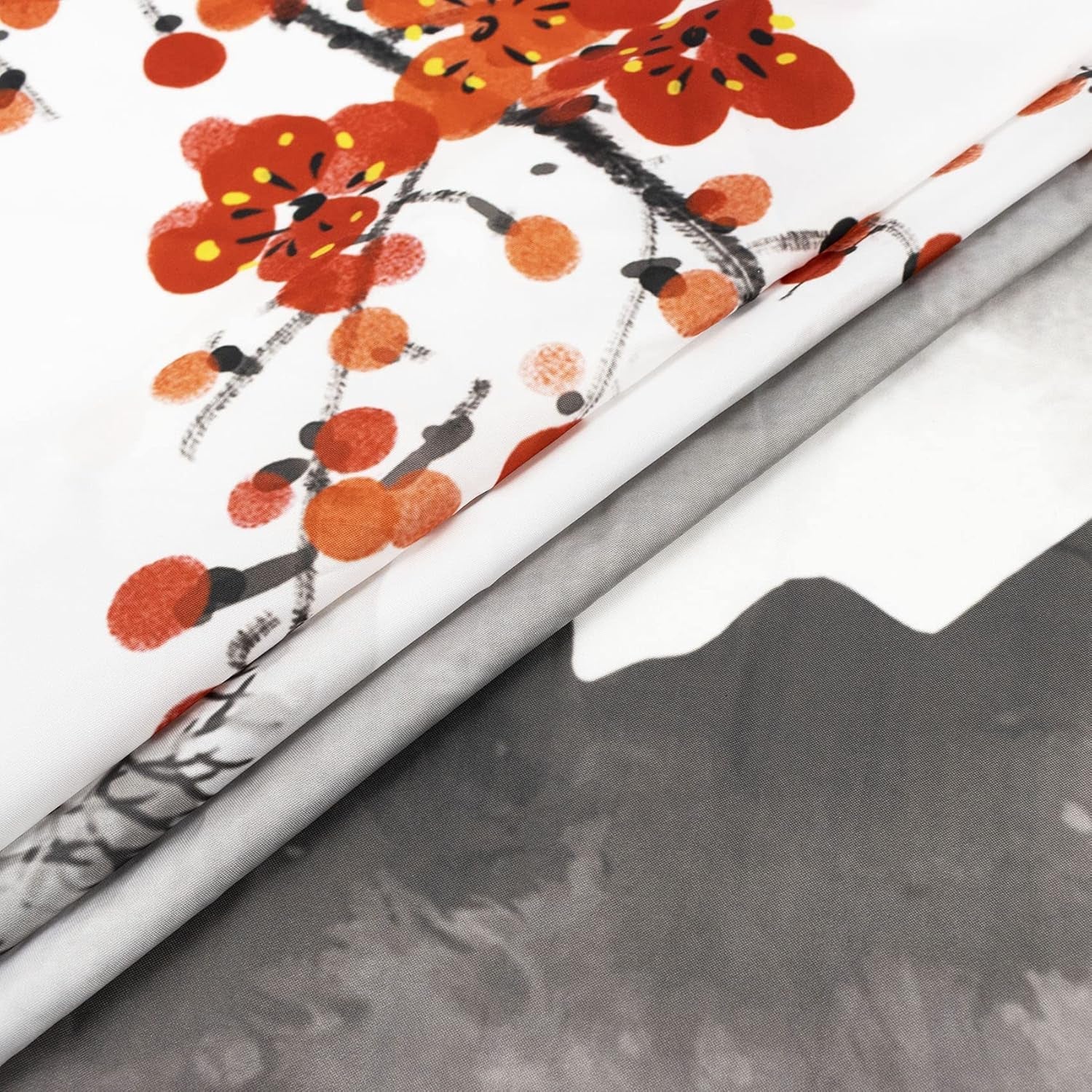 Tapisserie japonaise toile fleurs de cerisier rouge soleil mur Maison - Accessoires et Décorations Naty Shop