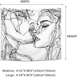 Tapisserie lomohoo croquis abstrait art noir blanc baiser Accueil - Accessoires et Décorations Naty Shop