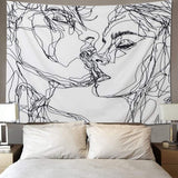 Tapisserie lomohoo croquis abstrait art noir blanc baiser Accueil - Accessoires et Décorations Naty Shop