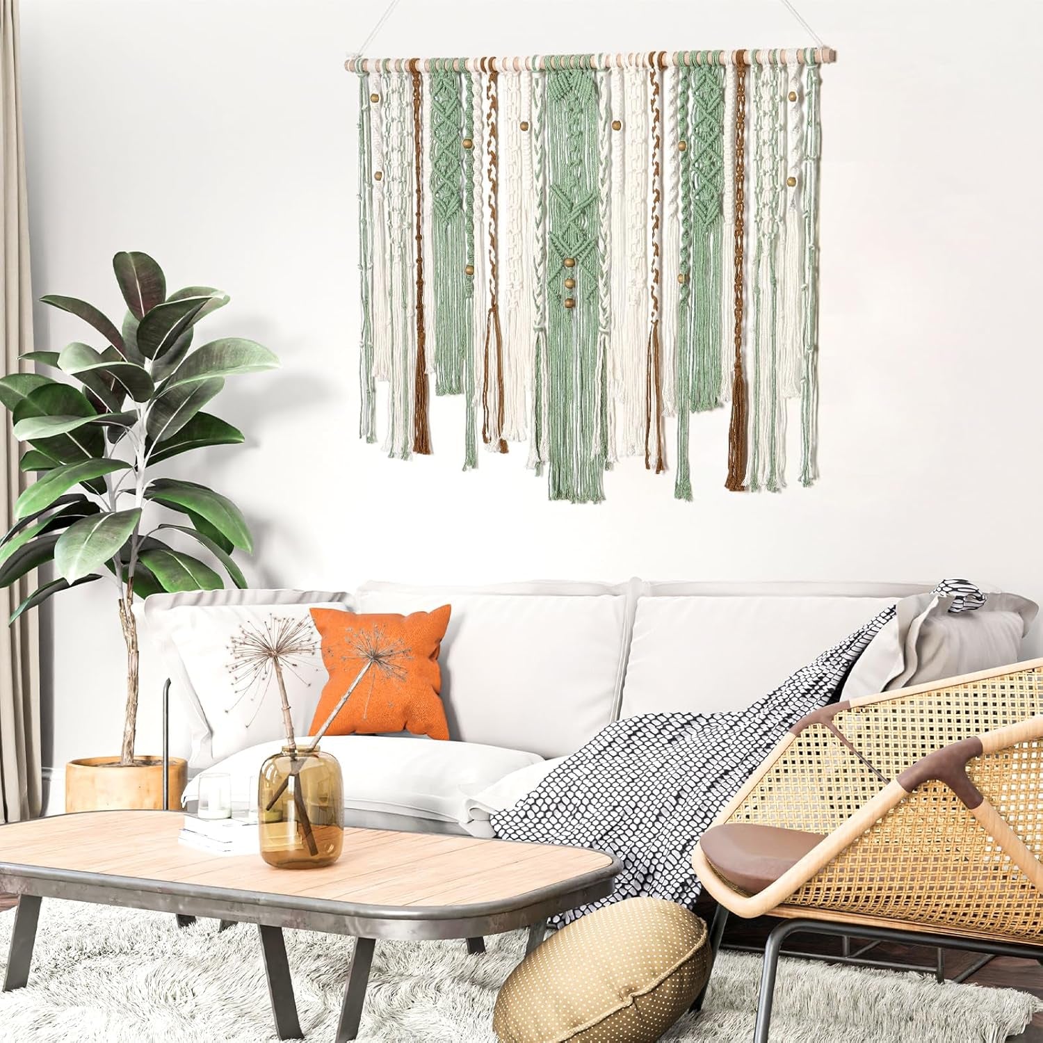 Tapisserie lomohoo grande déco vert esthétique tissée Maison - Accessoires et Décorations Naty Shop