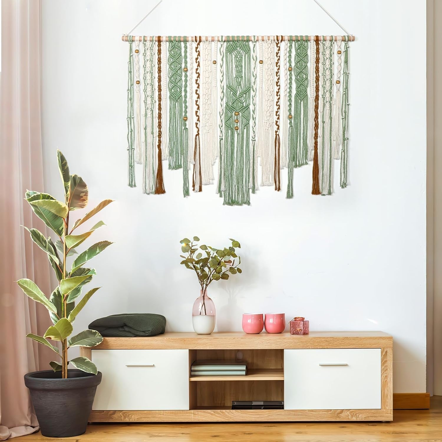 Tapisserie lomohoo grande déco vert esthétique tissée Maison - Accessoires et Décorations Naty Shop