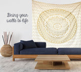 Tapisserie Mandala décoration de chambre esthétique toile blanche dorée Maison - Accessoires et Décorations Naty Shop