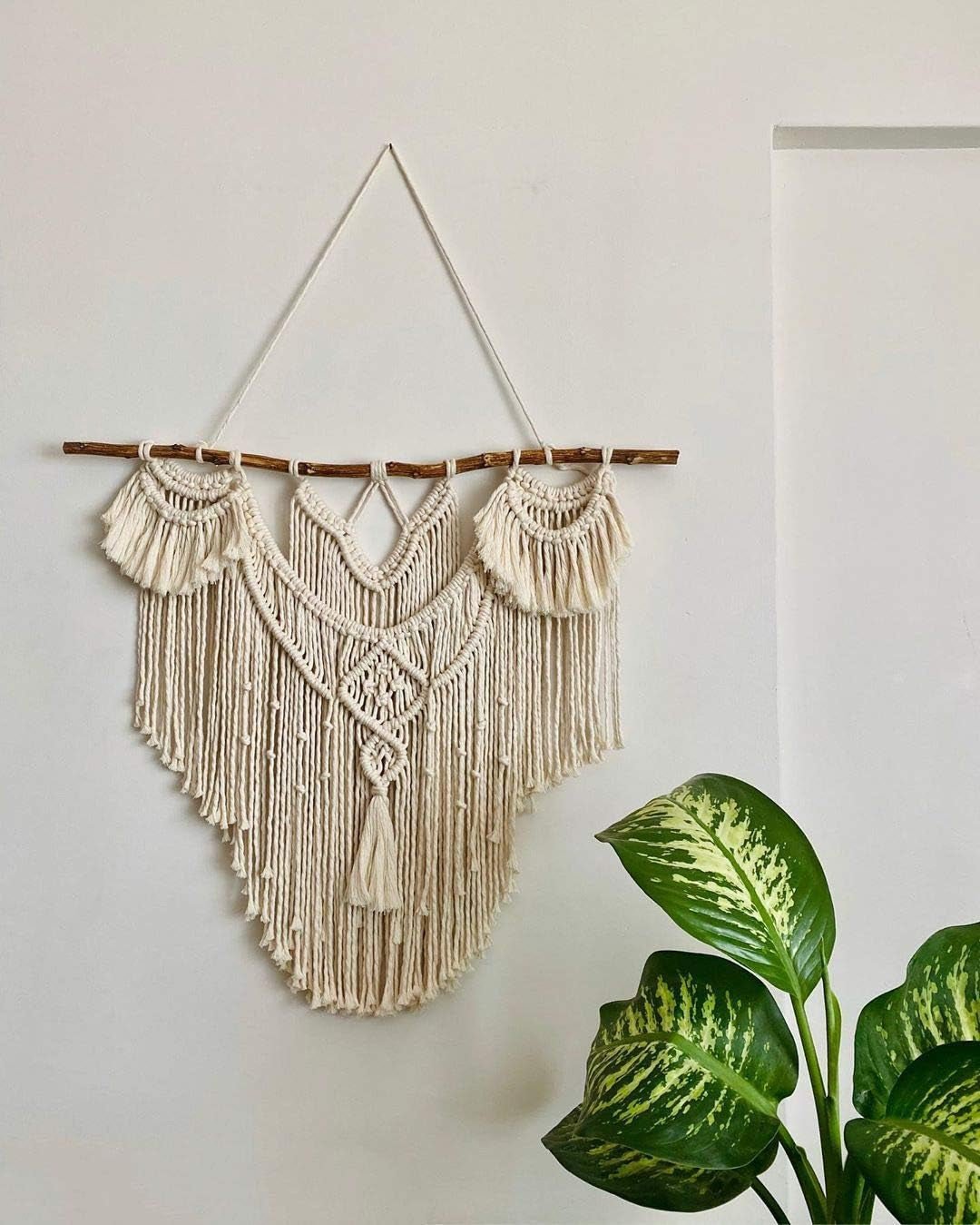 Grande tapisserie bohème naturelle en bois flotté au dessus de la tête de lit Accueil - Accessoires et Décoration Naty Shop