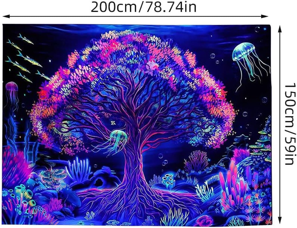 Tapisserie suaywo psychédélique fluorescent arbre vie chambre Maison - Accessoires et Décorations Naty Shop