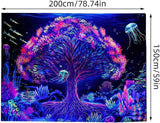 Tapisserie suaywo psychédélique fluorescent arbre vie chambre Maison - Accessoires et Décorations Naty Shop