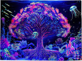 Tapisserie suaywo psychédélique fluorescent arbre vie caméra Accueil - Accessoires et Décorations Naty Shop Default Title