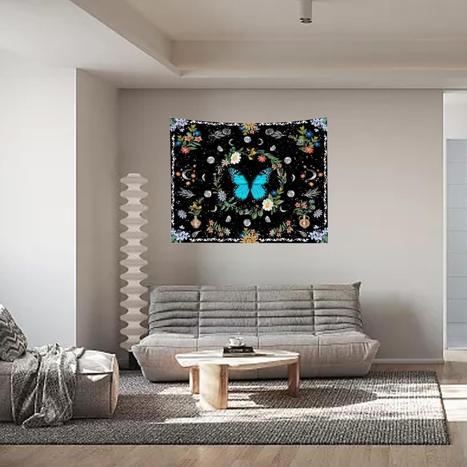 Tapisserie tapisserie papillons verts tissu brossé Accueil - Accessoires et Décorations Naty Shop