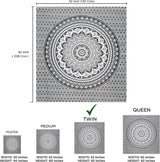 Tapisserie tapisserie mandala gris noir tissu mural Maison - Accessoires et Décorations Naty Shop
