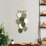 Tapisserie tapisserie perles en bois feuilles vertes fait main Accueil - Accessoires et Décorations Naty Shop