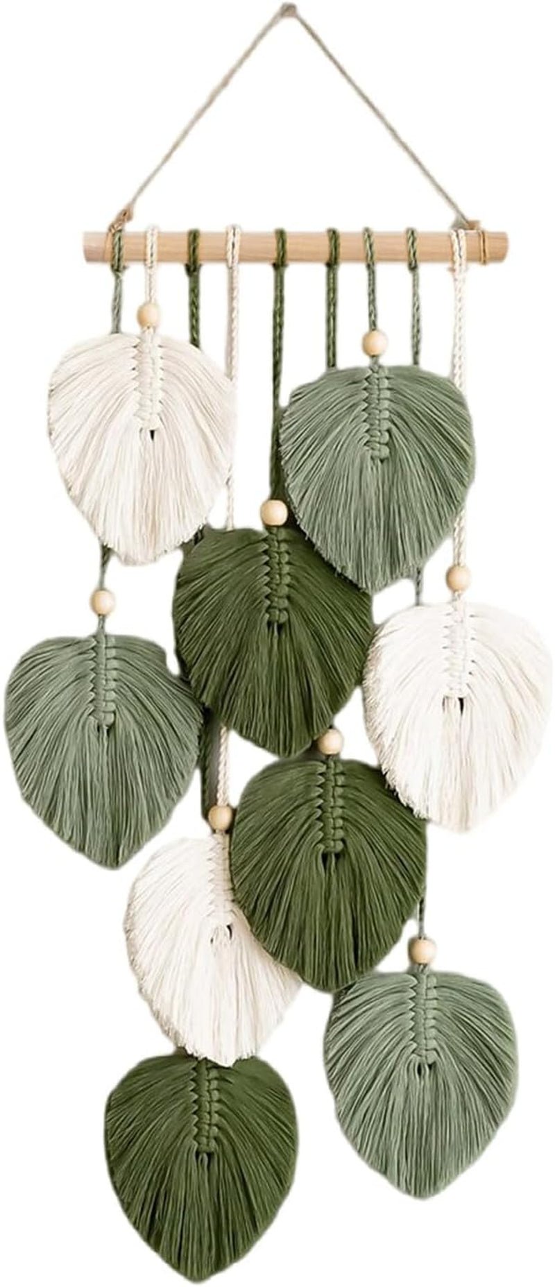 Tapisserie tapisserie perles de bois feuilles vertes manuelle Accueil - Accessoires et Décorations Naty Shop Default Title