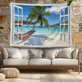 Tapisserie ulticool vue plage mer palmier hamac Accueil - Accessoires et Décoration Naty Shop