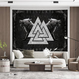 Tapisserie viking loup totem noir blanc méditation runes Maison - Accessoires et Décorations Naty Shop