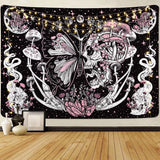 Tapisserie yrendenge papillons squelette champignons maison étoiles lune Maison - Accessoires et Décorations Naty Shop Crâne champignon papillon 150X130Cm