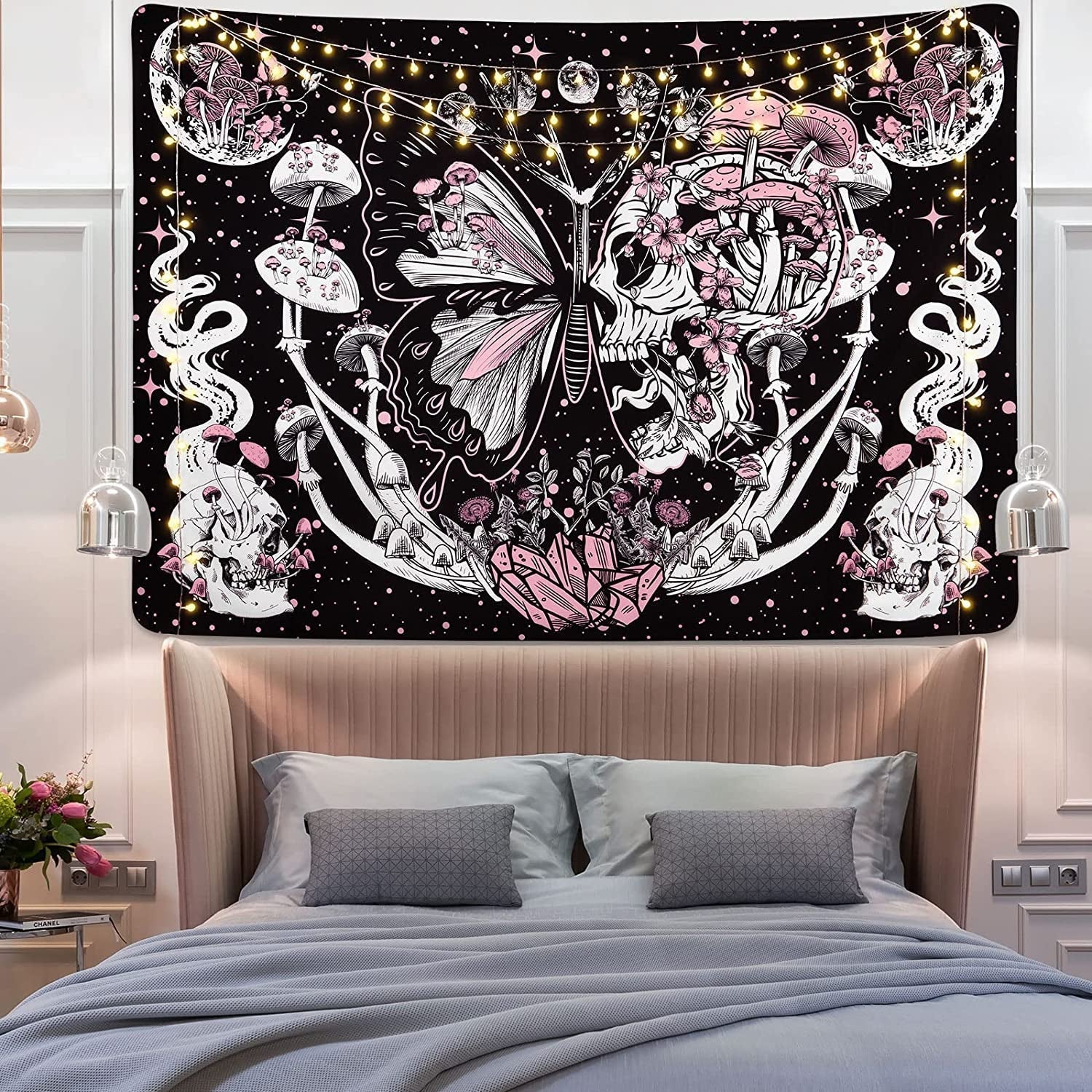 Tapisserie yrendenge papillons squelette champignons maison étoiles lune Casa - Accessoires et Décorations Naty Shop