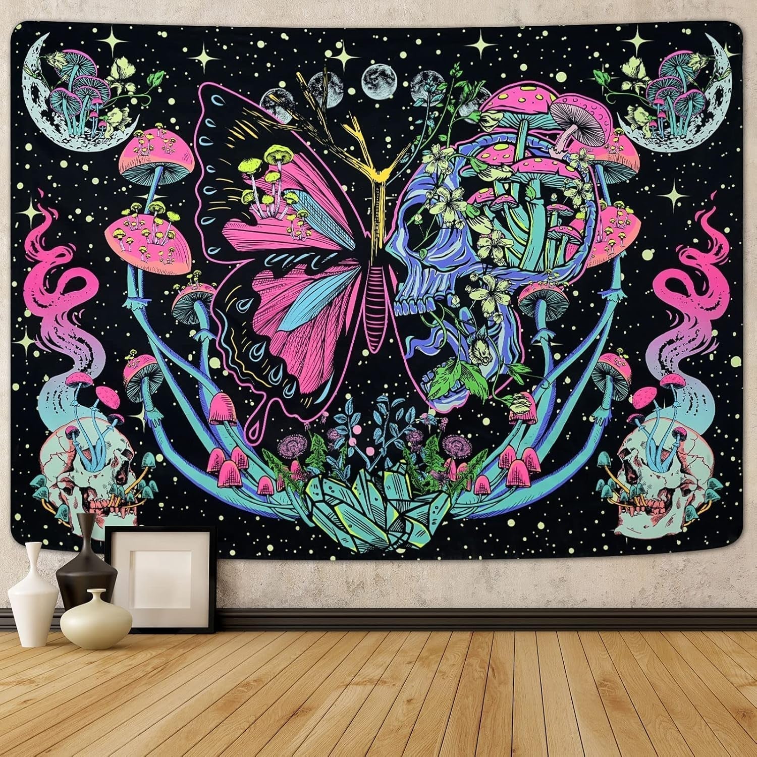 Tapisserie Yrendenge tapisserie fluorescente phase papillons Accueil - Accessoires et Décorations Naty Shop