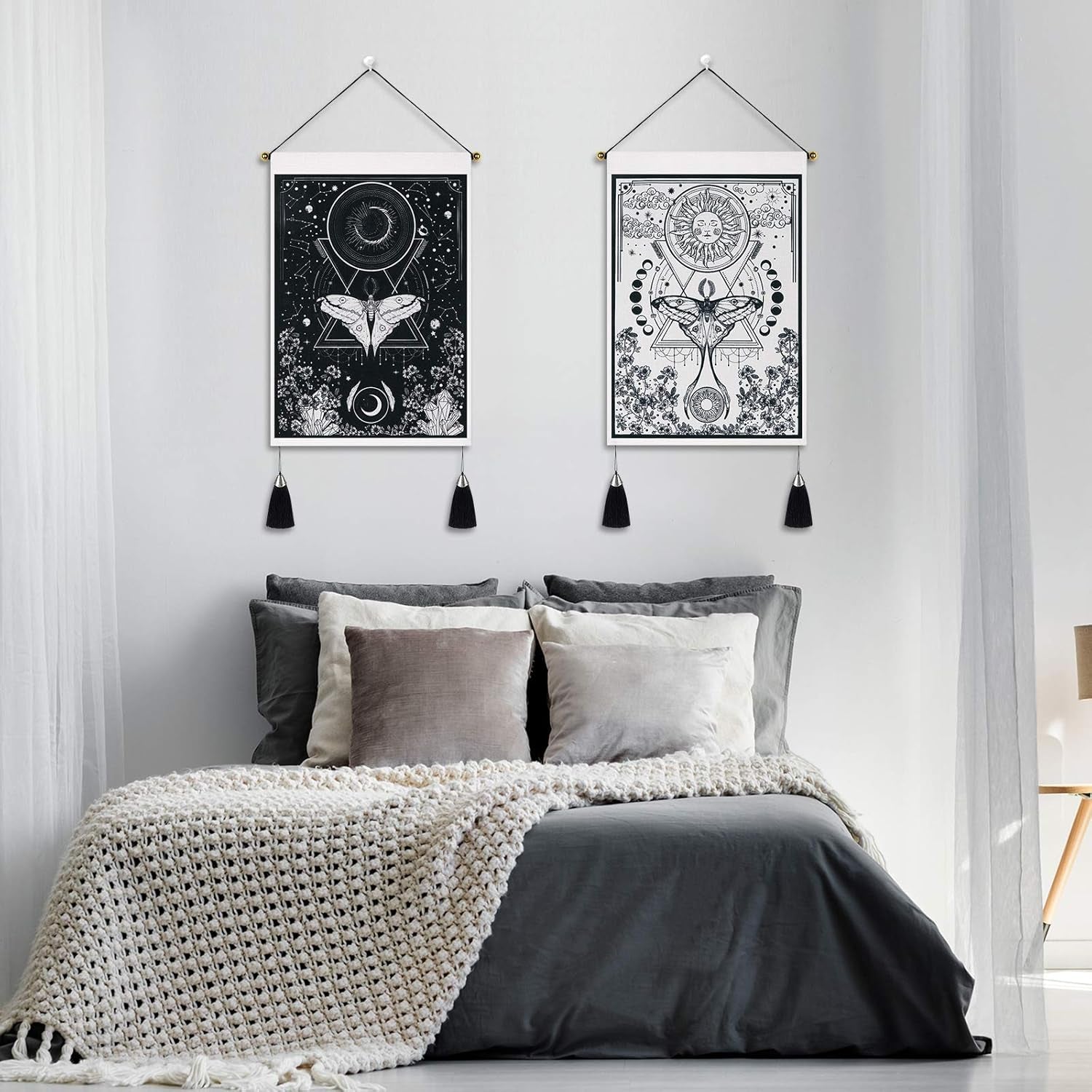 Tapisserie Yugarlibi 2pcs petites tapisseries suspendues lune et soleil Accueil - Accessoires et Décorations Naty Shop