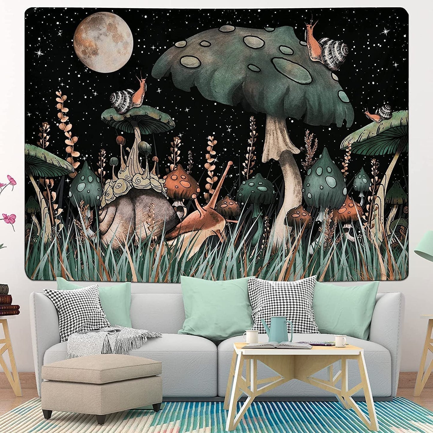 Tapisserie yugarlibi champignon forêt noire escargot à suspendre Maison - Accessoires et Décorations Naty Shop