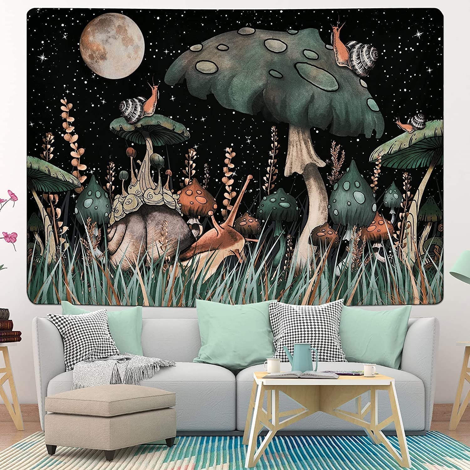 Tapisserie yugarlibi champignon forêt noire escargot à suspendre Maison - Accessoires et Décorations Naty Shop
