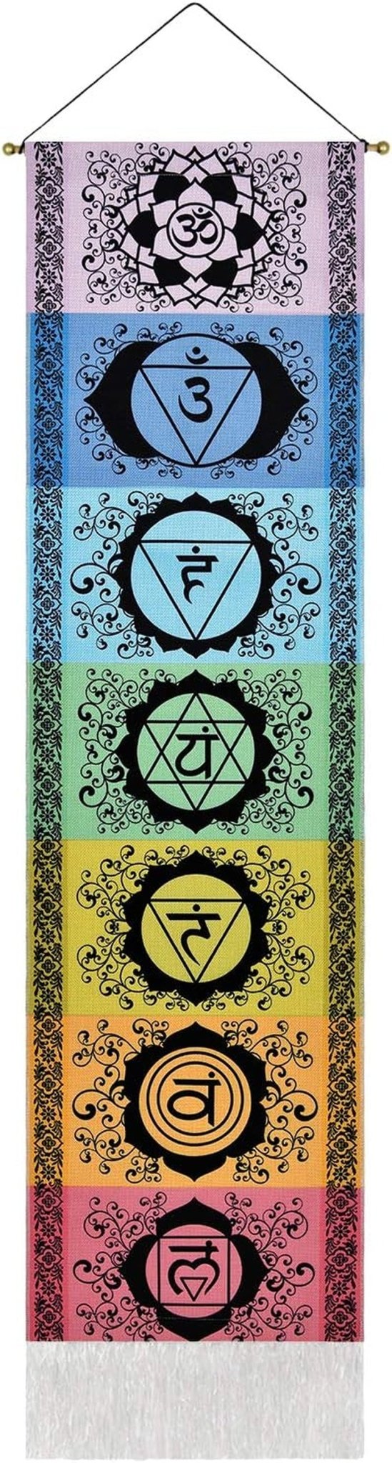 Yugarlibi ensemble de tapisserie de méditation chakra yoga tapisserie trippy Accueil - Accessoires et Décorations Naty Shop Noir 130L X 32,5B Cm