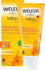 WELEDA Crème de Soin Bébé Calendula Bio Corps & Visage 30 ml - Crème visage / crème pour la peau pour cosmétiques naturels à l'huile de sésame et à la lanoline pour le soin des peaux sèches. Crème de soin hydratante pour bébés et enfants Enfants - Bain et Soin Naty Shop 75 Ml (1 pack)