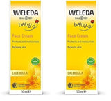 WELEDA Crème Visage Bio Bébé Calendula - Hydratant cosmétique naturel à l'huile d'amande et à la cire d'abeille pour les soins de la peau sèche. Crème de soin visage naturelle pour bébés et enfants (1x 50 ml) Enfants - Bains et soins Naty Shop Crème visage 50 Ml (pack de 2)