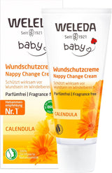 WELEDA Crème de Protection des Plaies au Calendula Bio pour Bébé 75 ml - Pommade pour plaies / crème pour bébé cosmétique naturelle pour la protection de la peau sensible de bébé au niveau des couches. Aide en cas de rougeurs, de peaux irritées et de douleurs Enfants - Bains et soins Naty Shop Crème de protection des plaies 75 ml sans parfum